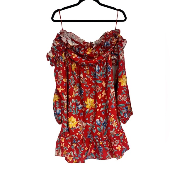 NWT Area Stars Red Sia Floral Print Dress Size Small - Picture 6 of 15